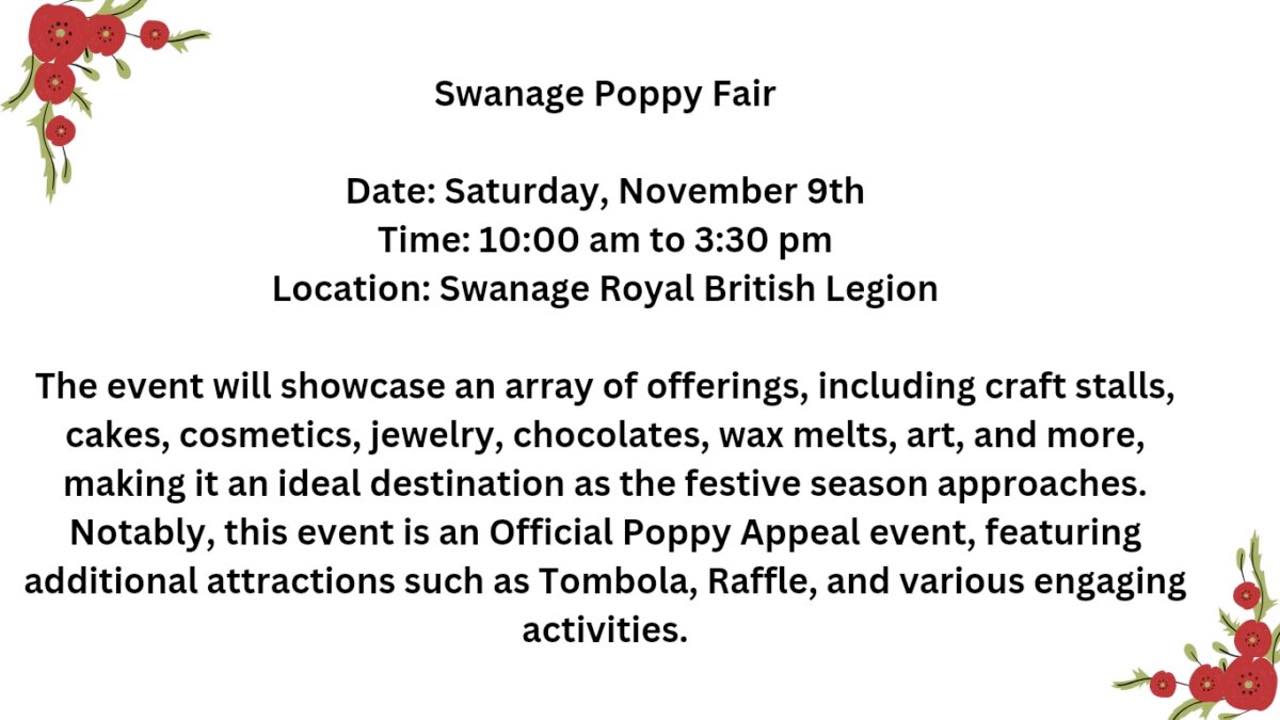 Poppy Fair At Swanage Royal British Legion