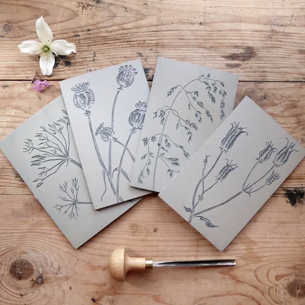 Hand Printed Christmas Cards and Tags