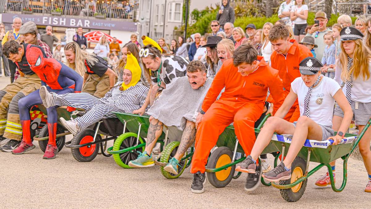 Lyme regis wacky wheelbarrow race