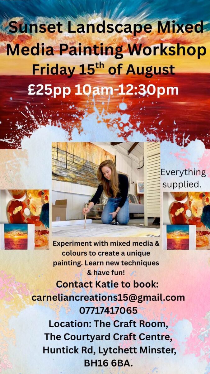 Sunset landscape mixed media painting workshop